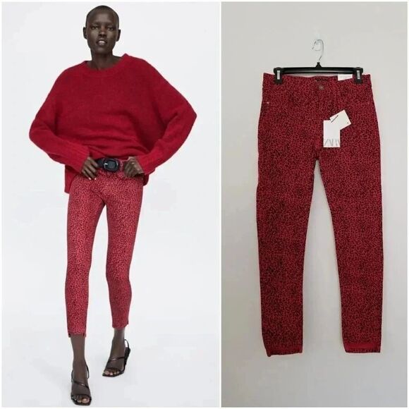 Zara leopard print jean US 4 - Picture 1 of 5